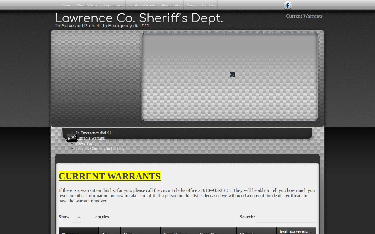 Lawrence County arrest warrant table and verification notice