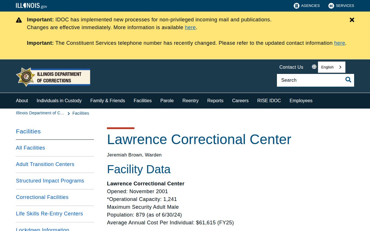 IDOC Lawrence Correctional Center Sumner custody information