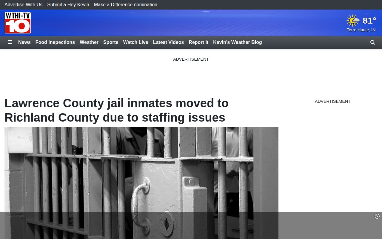 WTHI report about Lawrence County inmates temporarily moved to Richland County